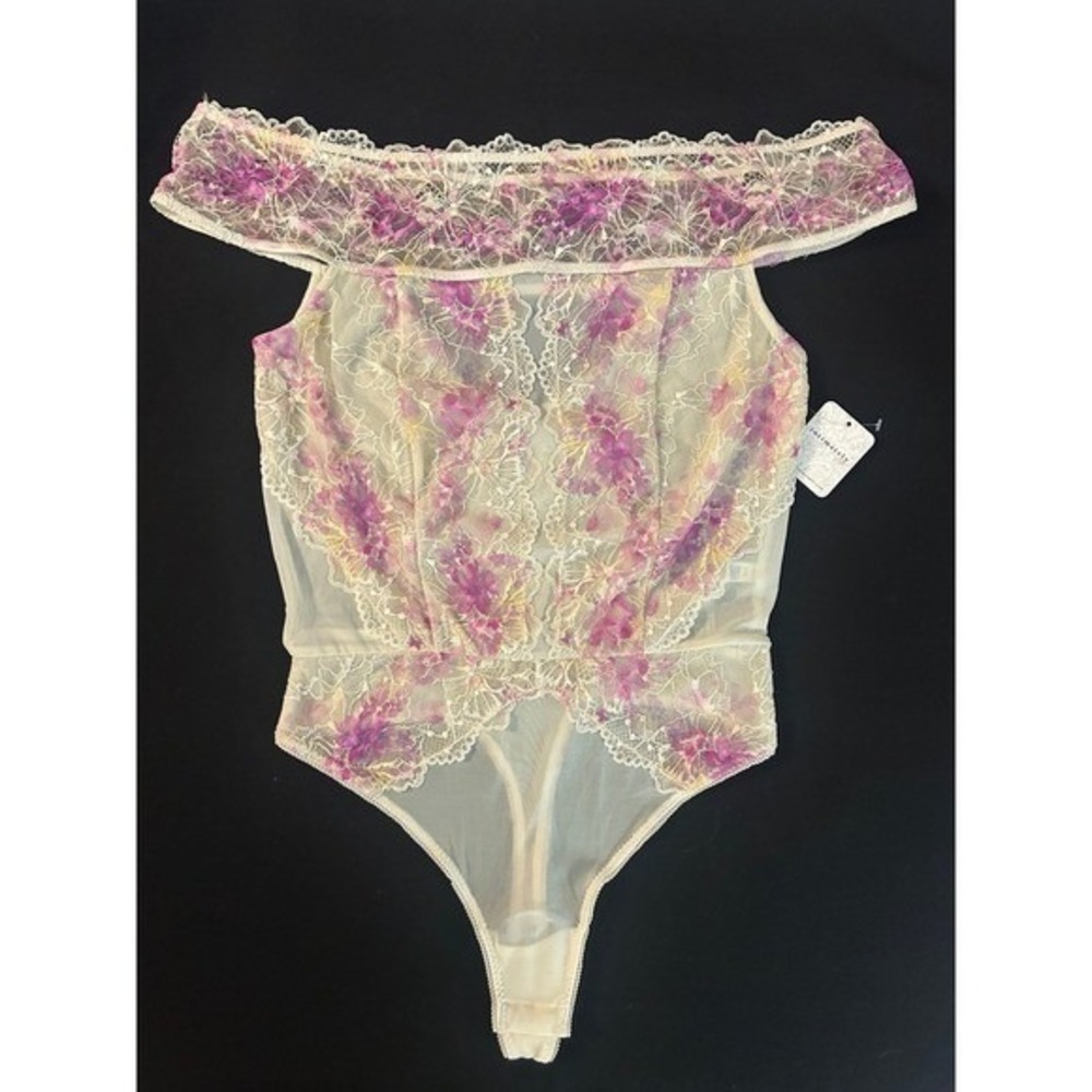$88 Free People Intimately Lace Off Shoulder Bodysuit